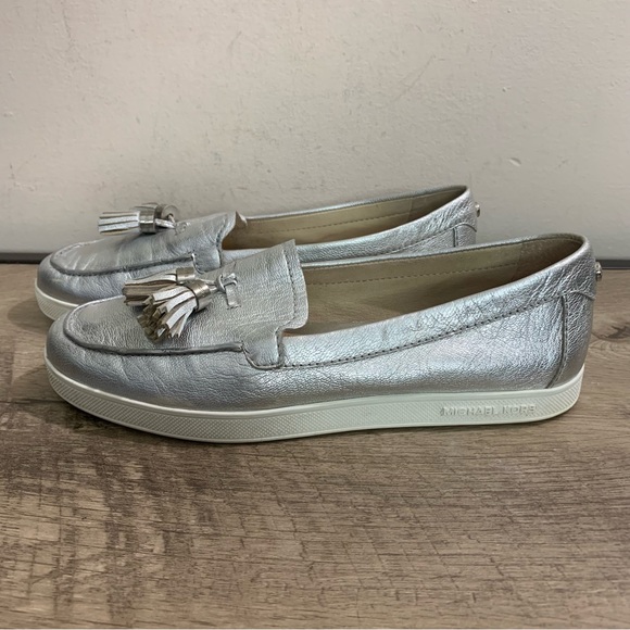 MICHAEL Michael Kors Shoes - MICHAEL Michael Kors Metallic Silver Tassel Loafers